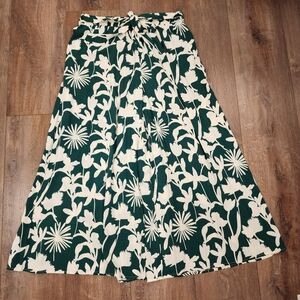 Bsubseach Wide Leg Pants Flowy Floral Palazzo Green Beachy Vacation Size XXL
